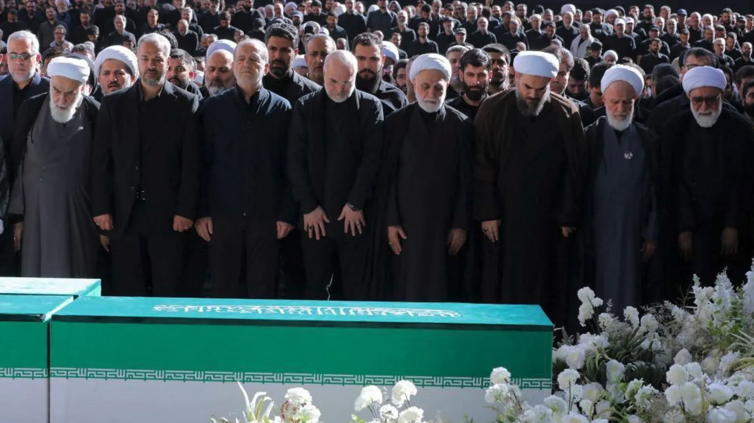 Iran’s supreme leader absent as senior officials attend ayatollah’s funeral