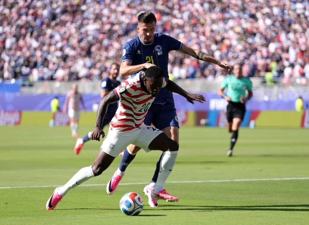 Balogun scores and sees red as US beat Bosnia 2-0