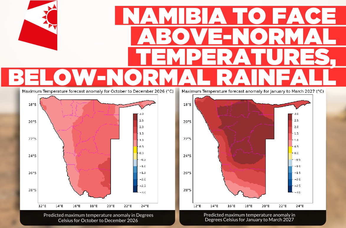 Hotter, drier season ahead for Namibia from October 2026 to March 2027