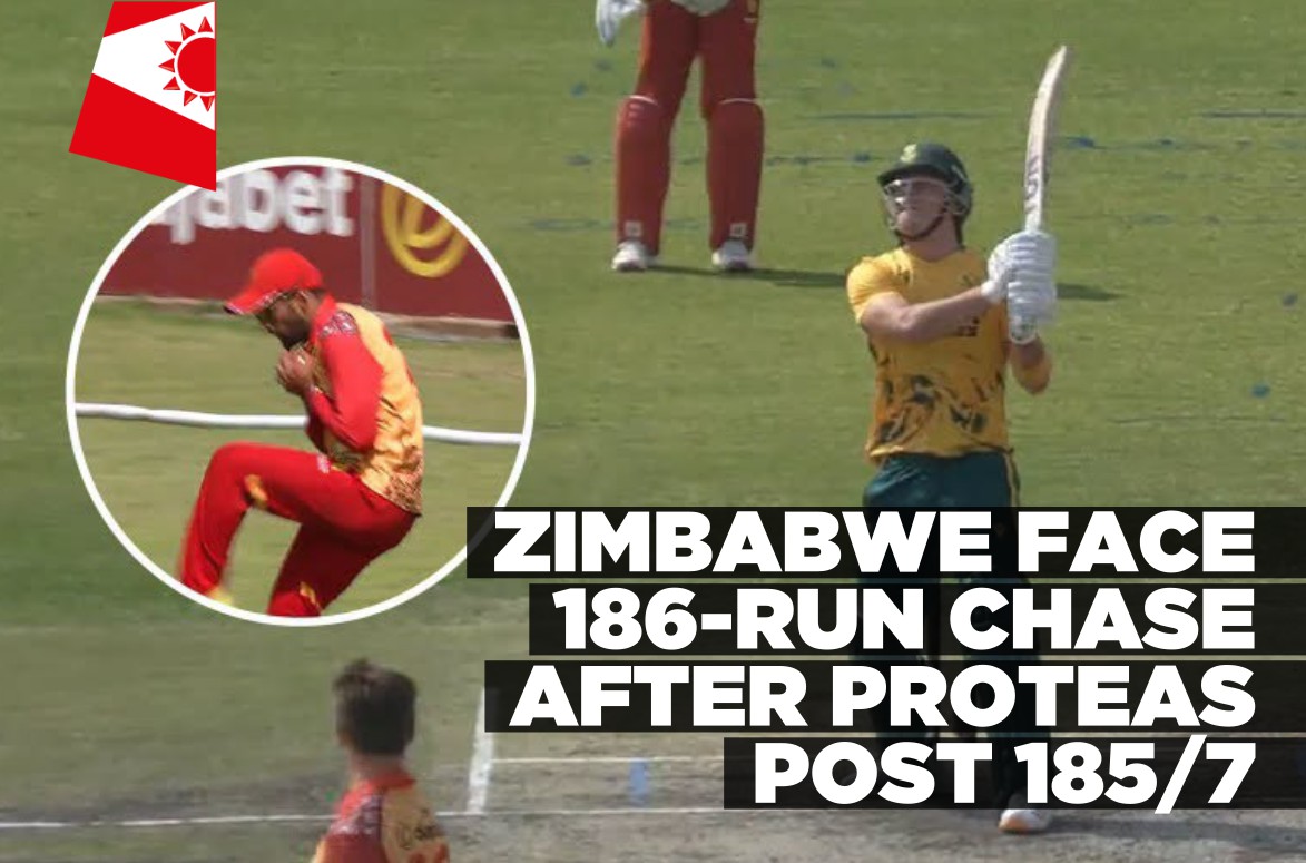 South Africa post 185/7 against Zimbabwe in T20I Cricket tri-series