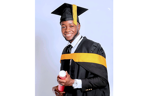Pain behind graduation gown