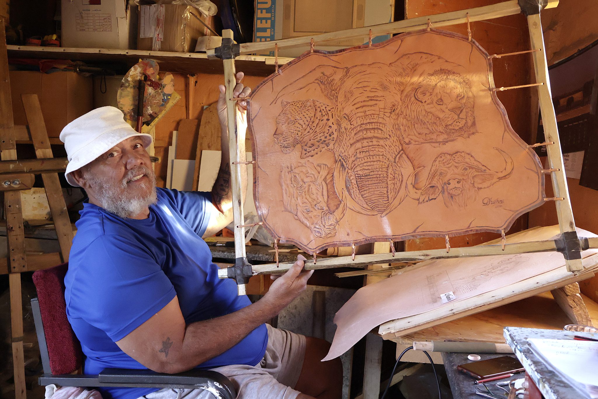Rehoboth artist etches history into leather