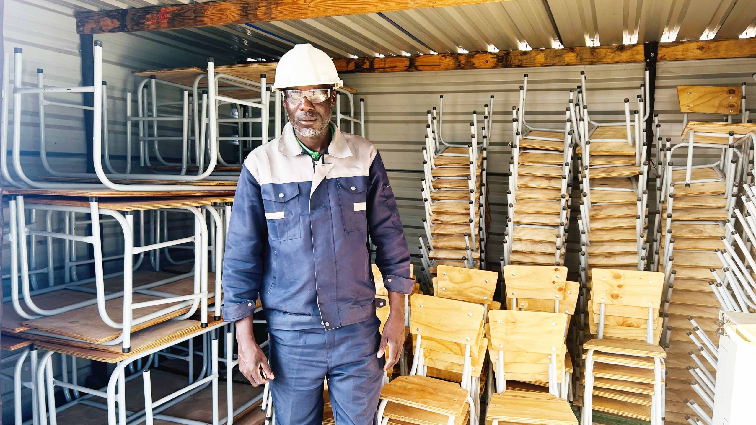 Broken school chairs, desks inspire business